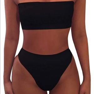 High Waisted High Leg Black Bikini Brand New